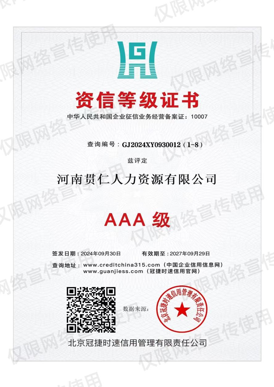 资信等级证书